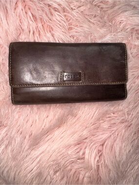 Fossil Dark Brown Leather Fold Wallet